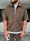 Heavyweight Wool Rivet Shirt - Brown