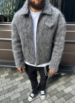 Mohair Zipper Jacket - Grey