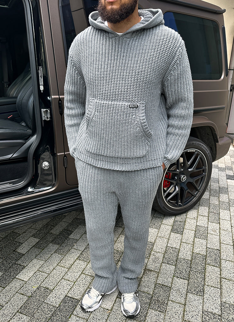Heavyweight Knitted Joggers - Grey