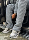 Heavyweight Knitted Flare Joggers - Grey