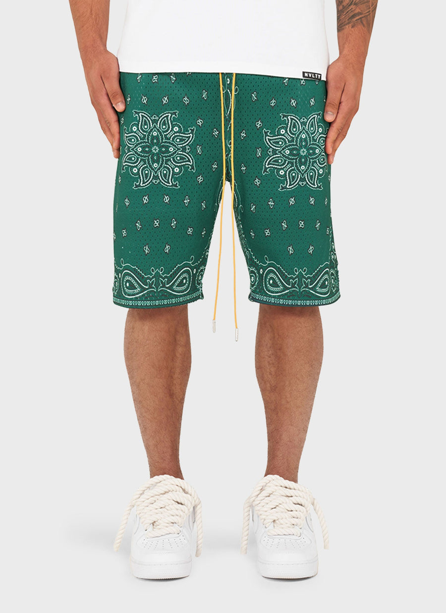 Paisley Mesh Shorts - Green