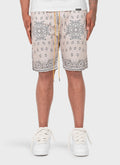 Paisley Mesh Shorts - Stone