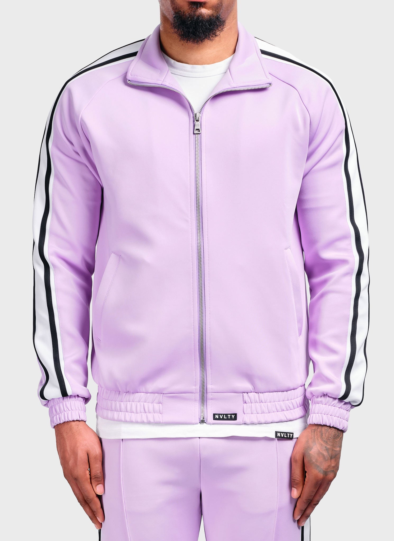 Panelled Luxe Track Jacket - Purple