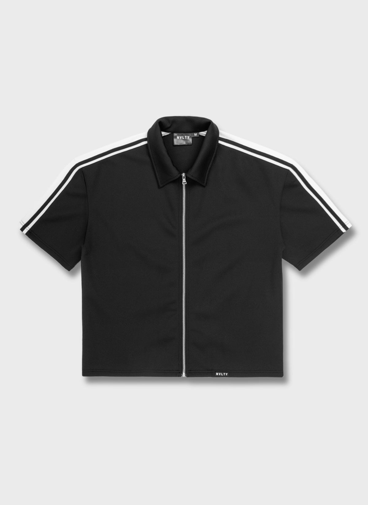Panelled Luxe Track Shirt - Black