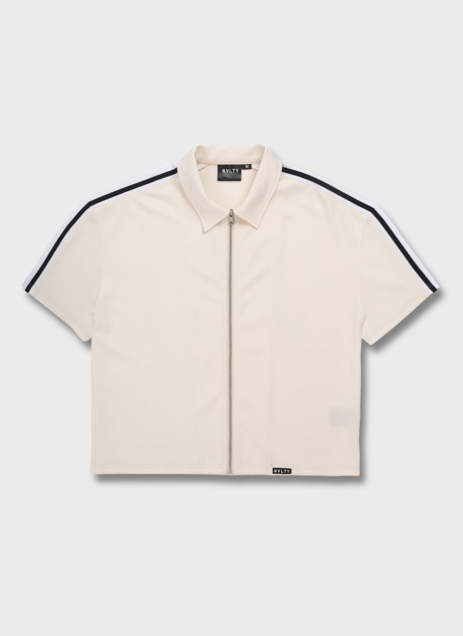 Panelled Luxe Track Shirt - Ivory