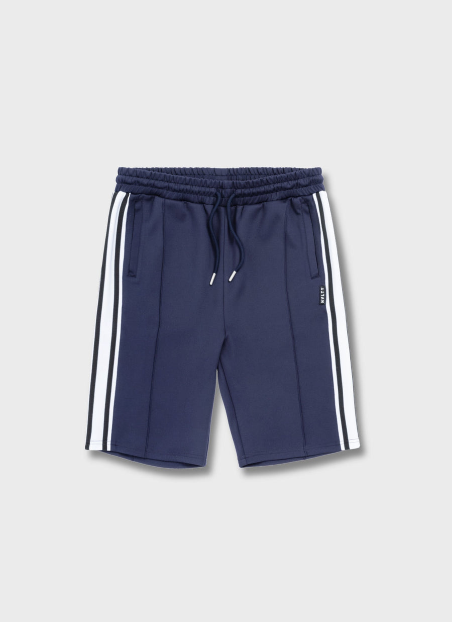 Panelled Luxe Track Shorts - Navy