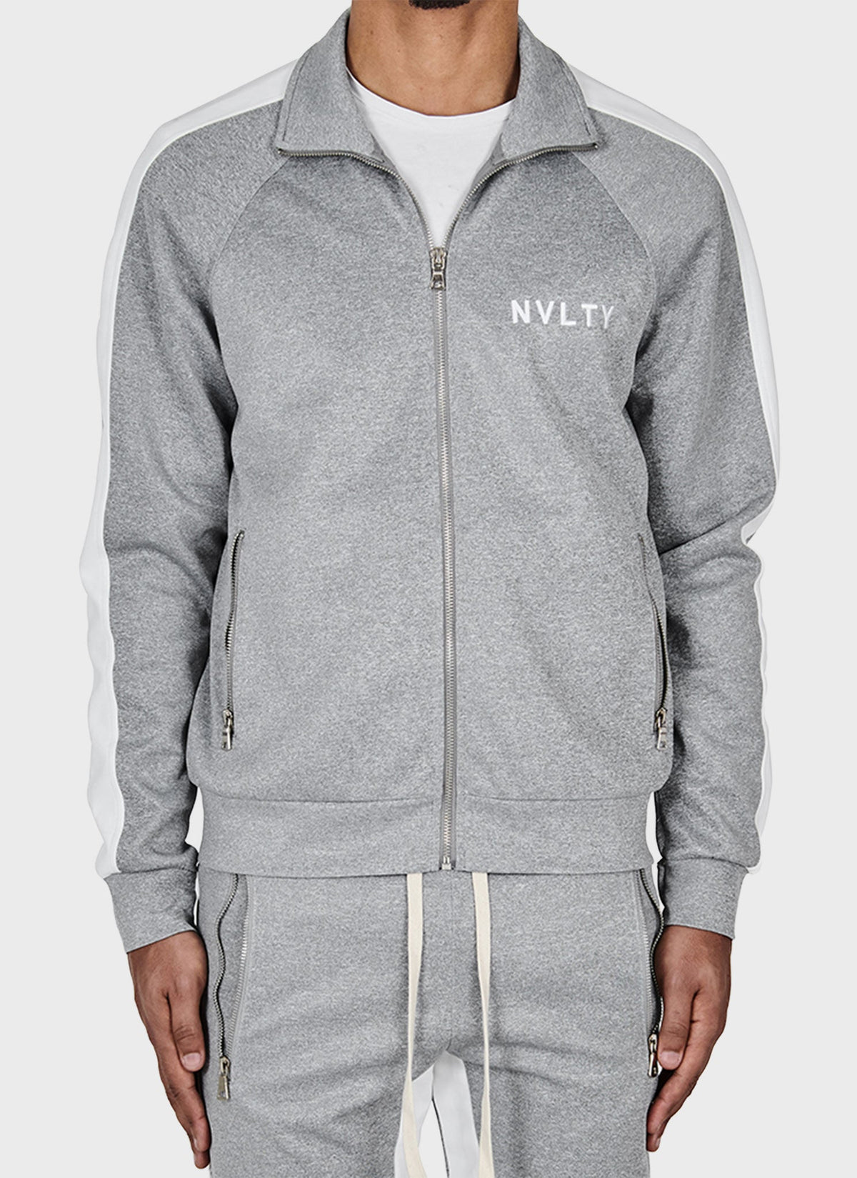 Veste de survêtement à panneaux - Gris/Blanc