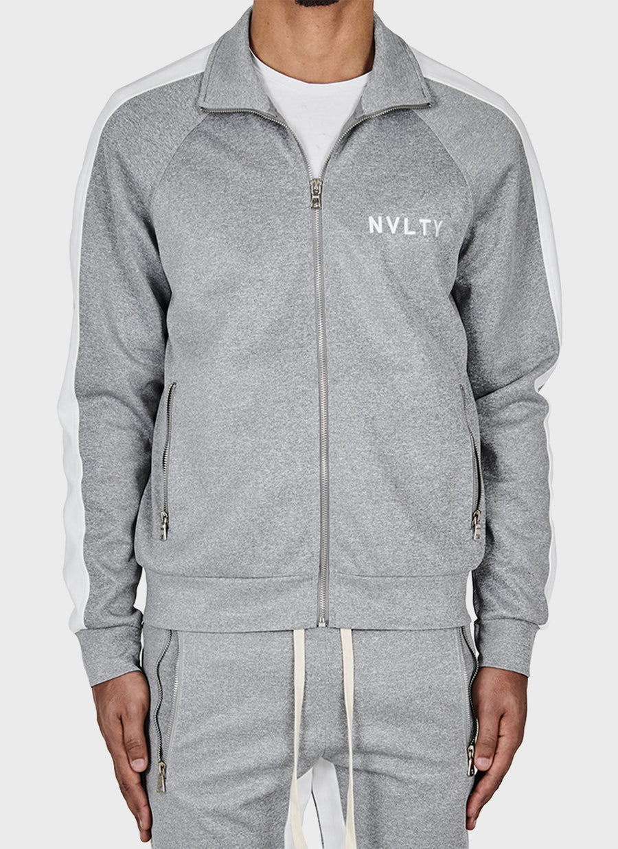 Veste de survêtement à panneaux - Gris/Blanc