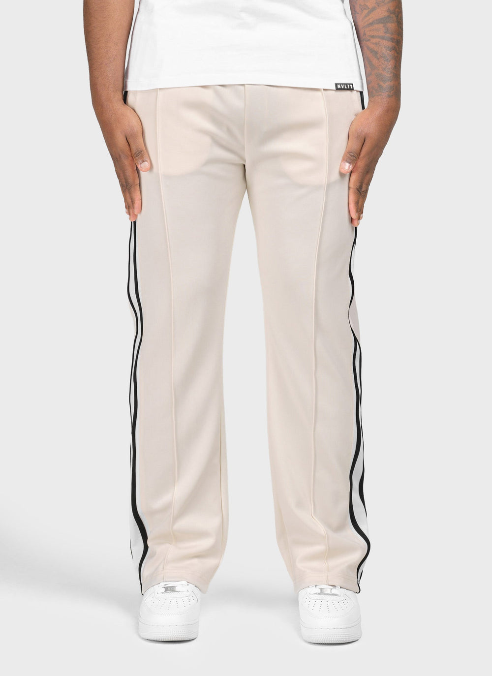 Panelled Luxe Track Pants - Ivory