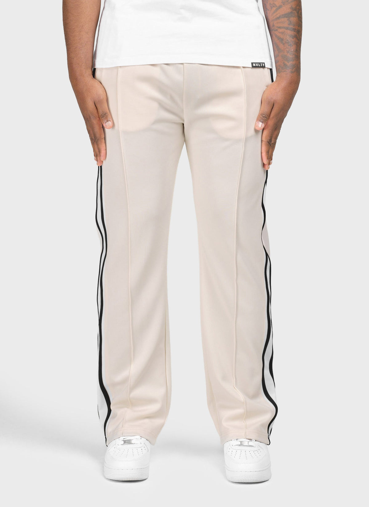 Panelled Luxe Track Pants - Ivory