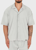 Pleated Drop Shoulder Shirt - Grey
