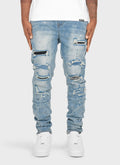 Repaired Paint Jeans - Light Blue