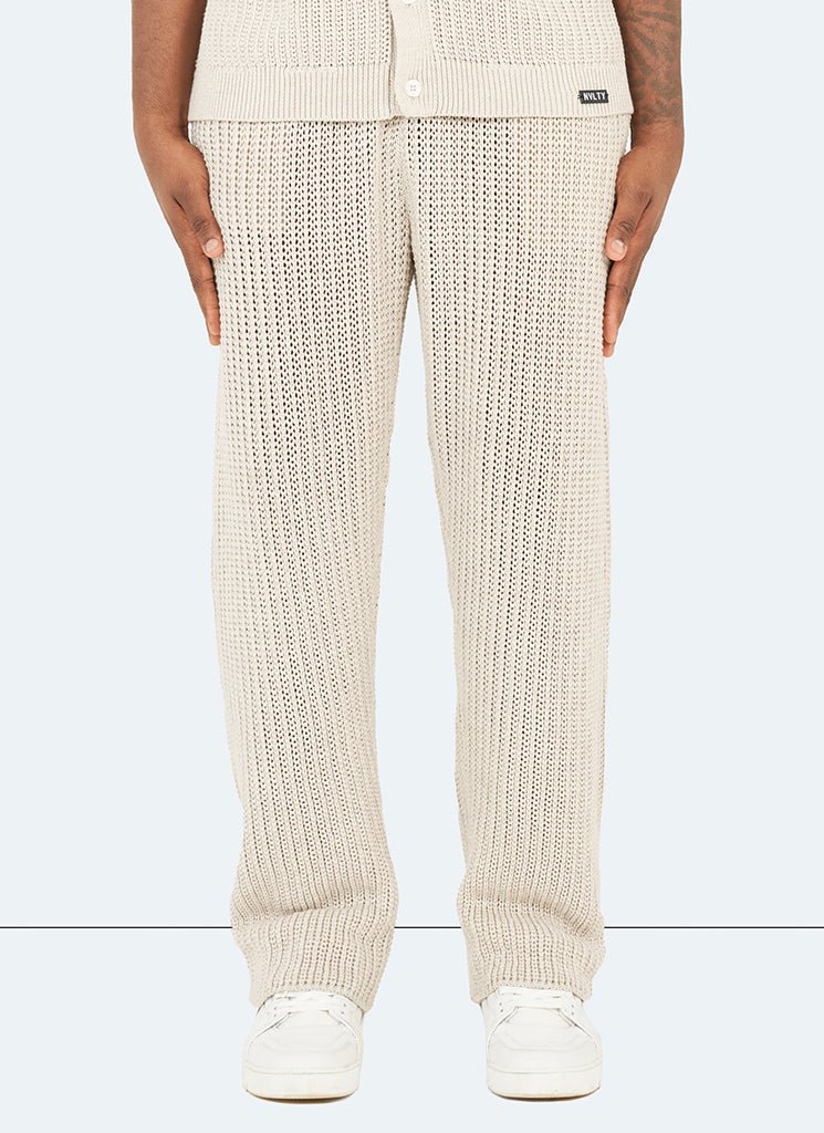 Crochet Knit Trousers - Stone