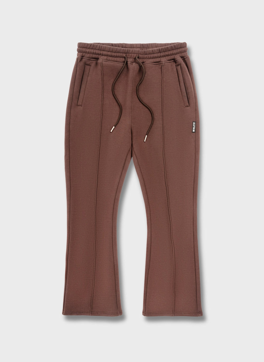 Scuba Structured Flare Pleat Joggers - Brown