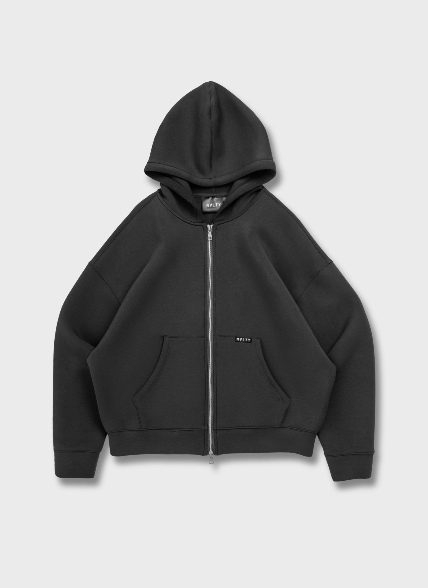 Scuba Structured Zip Hoodie - Black