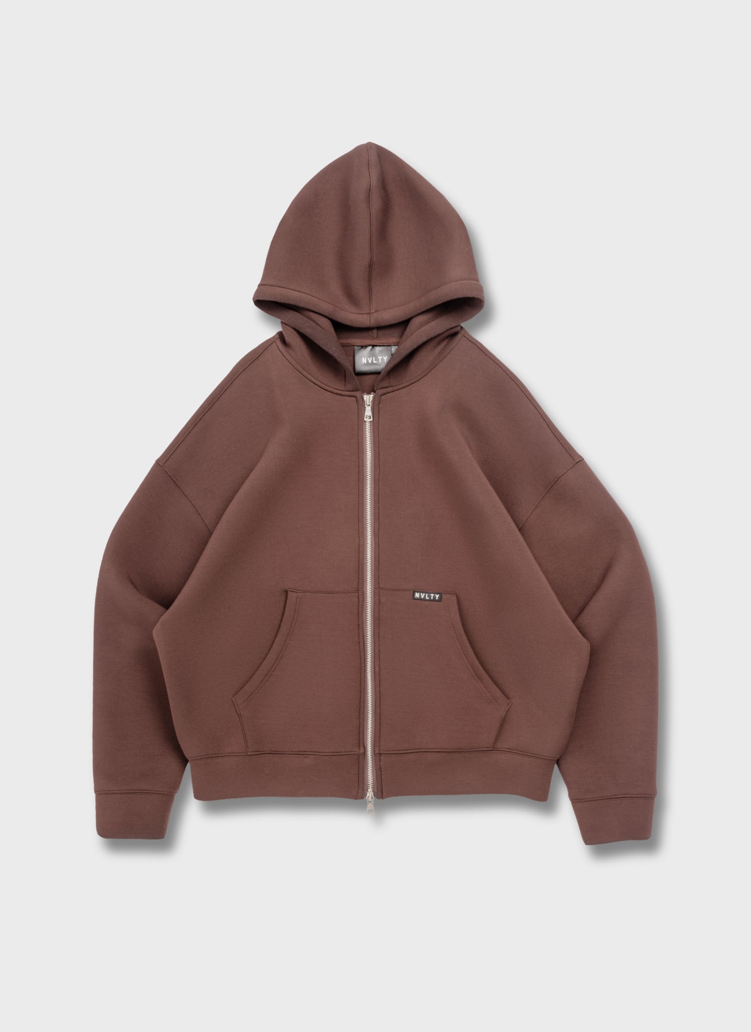 Scuba Structured Zip Hoodie - Brown