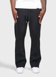 Scuba Structured Flare Pleat Joggers - Black