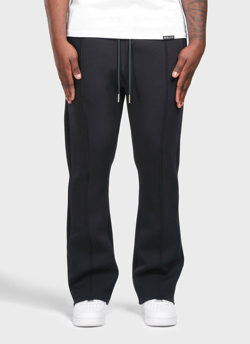 Scuba Structured Flare Pleat Joggers - Black
