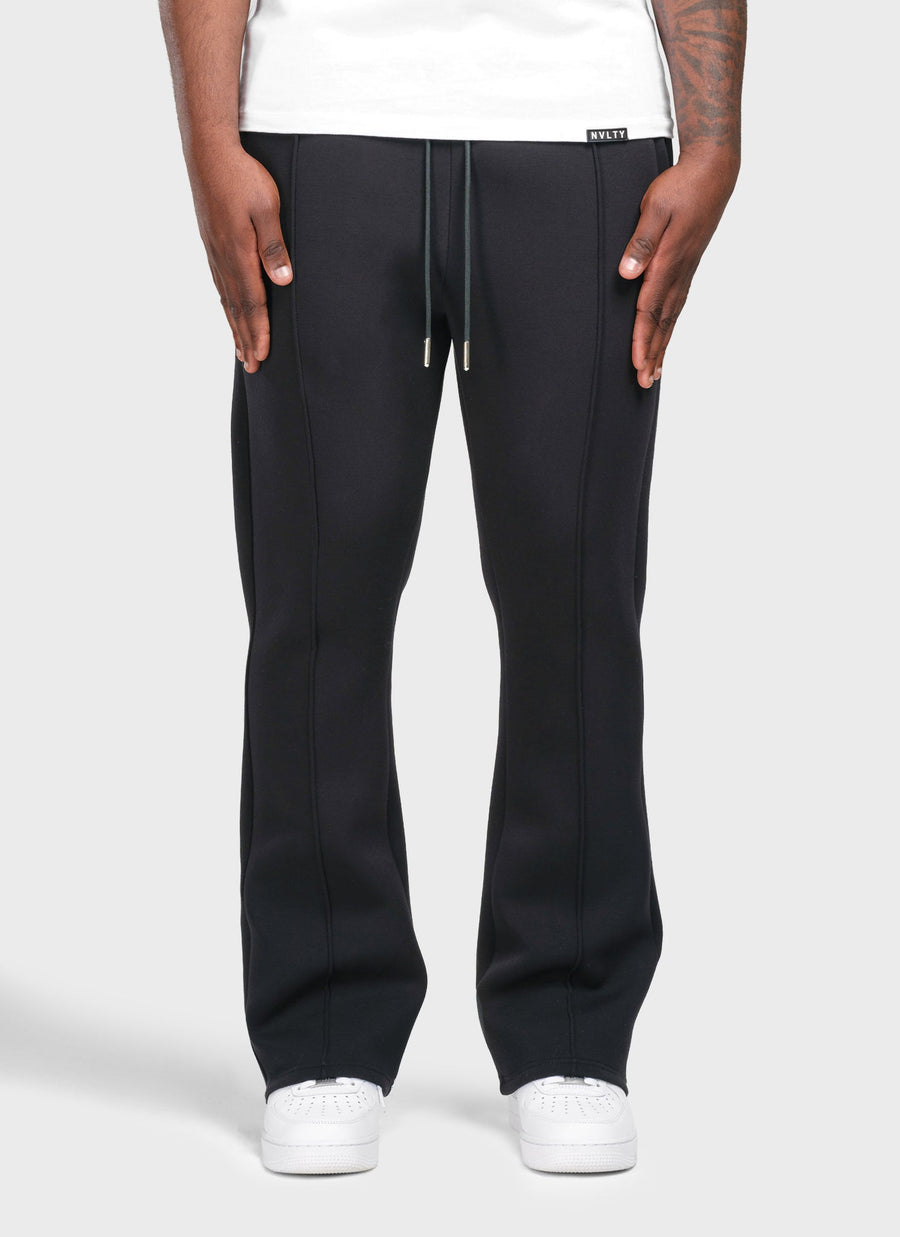 Scuba Structured Flare Pleat Joggers - Black