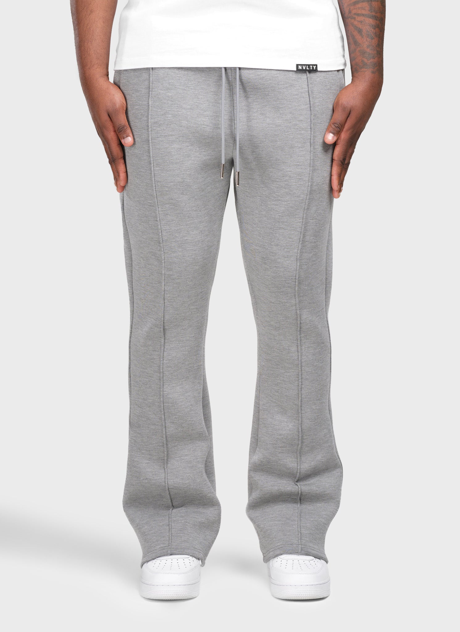 Scuba Structured Flare Pleat Joggers - Navy