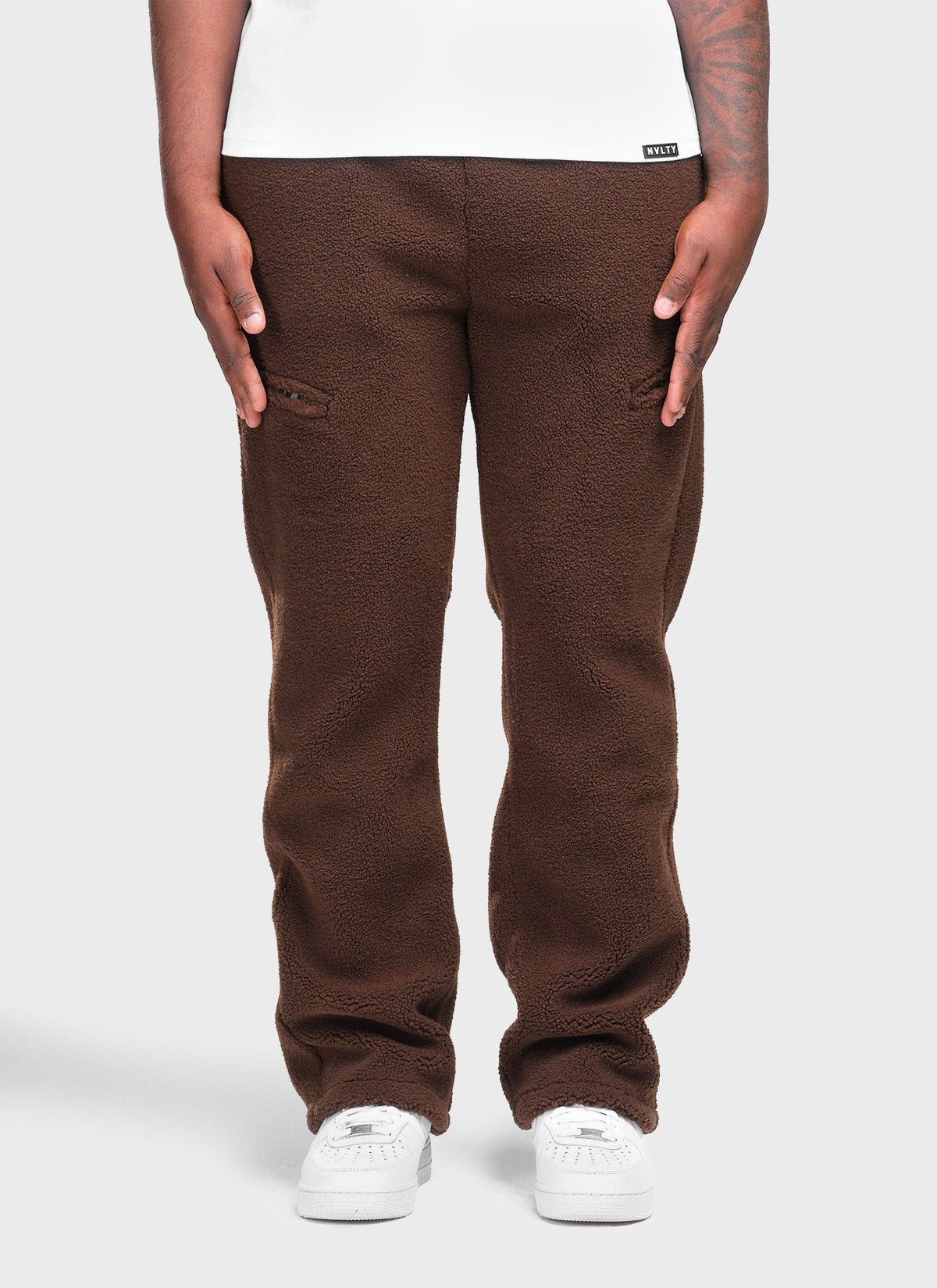 Sherpa Zip Joggers - Brown