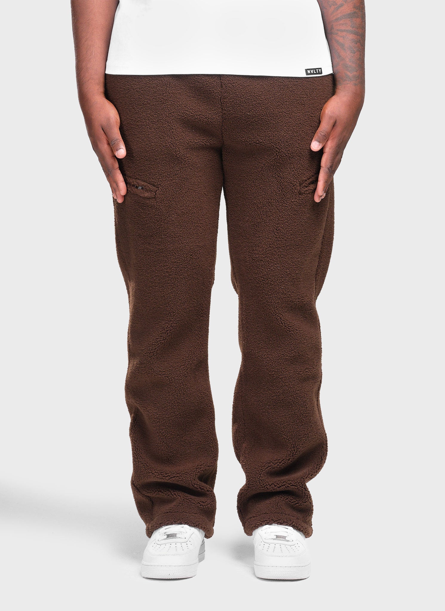 Sherpa Zip Joggers - Brown