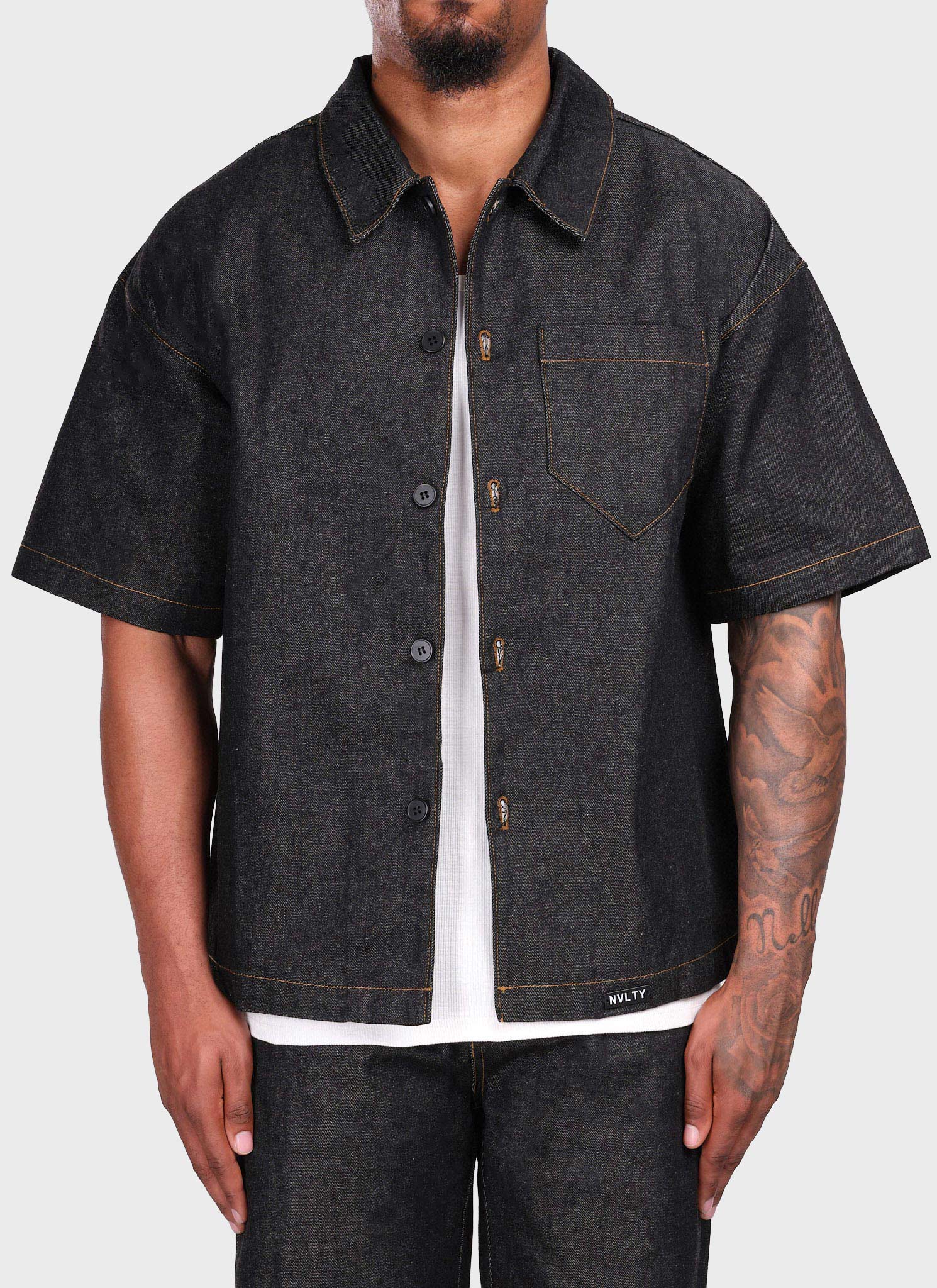 Structured Selvedge Denim Shirt - Black