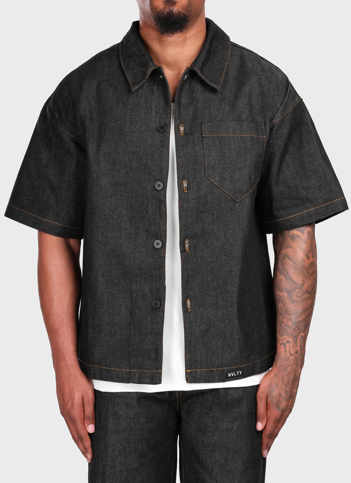 Structured Selvedge Denim Shirt - Black
