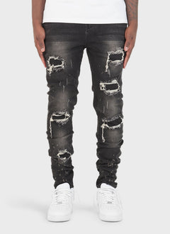 Jean triple patchwork - Gris