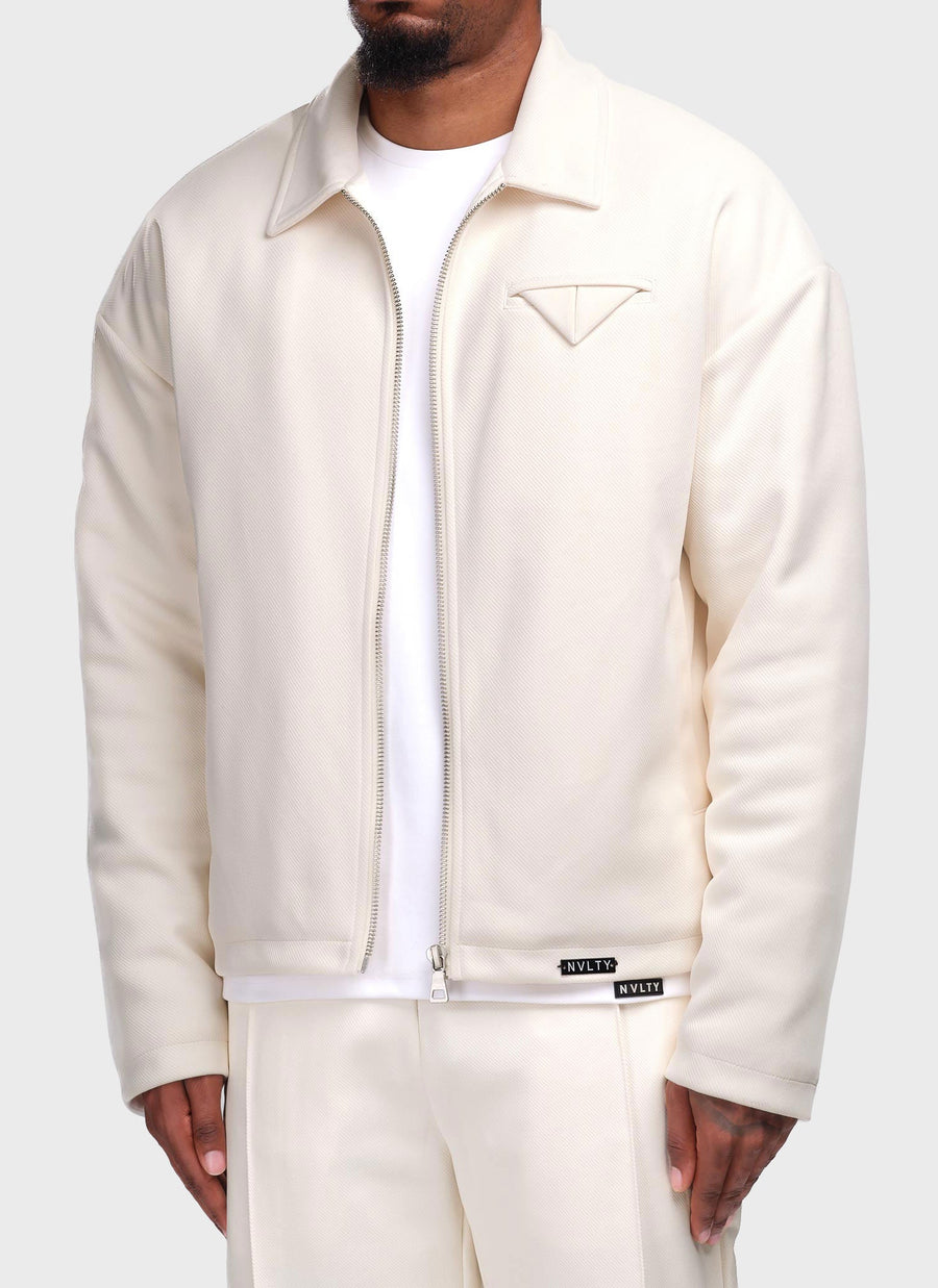 Twill Pocket Square Jacket - Ivory
