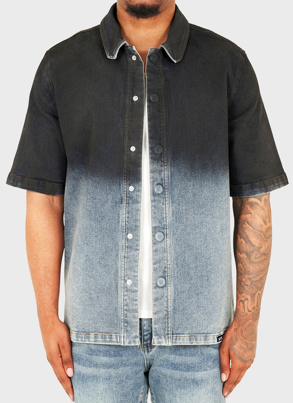 Vintage Deep Fade Denim Shirt - Blue