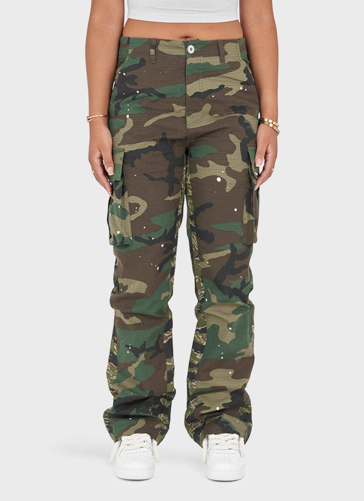 Vintage Flare Cargos – Tarnfarbe 