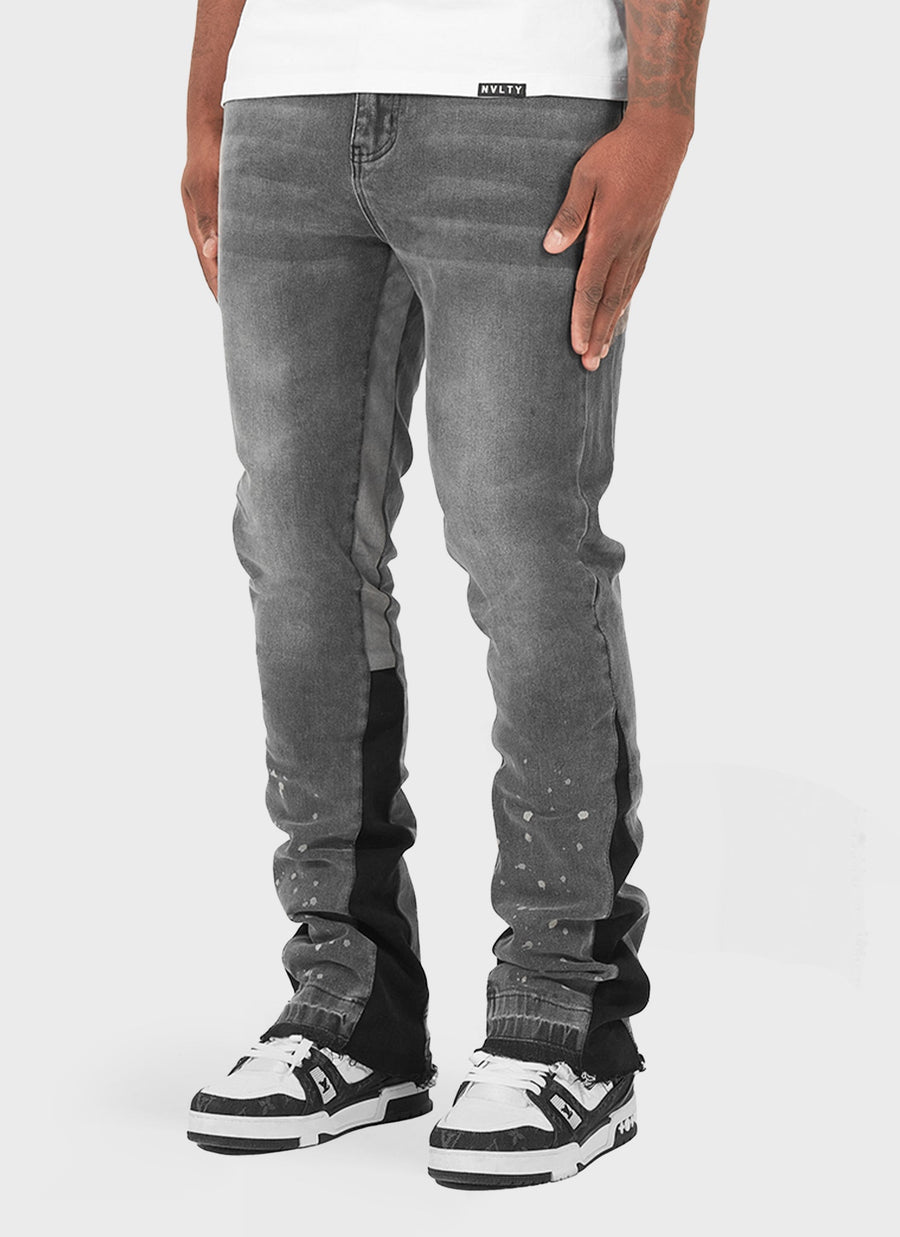 Vintage Flare Paint Jeans - Grey