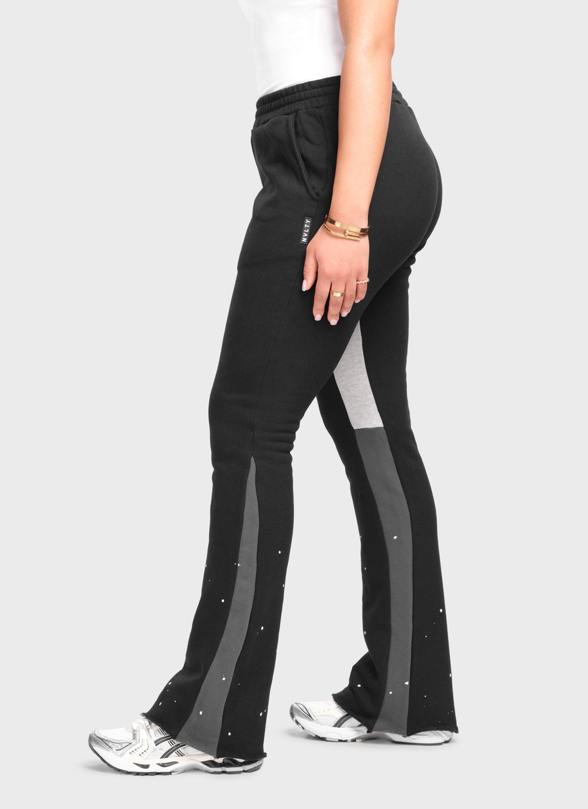 Vintage Flare Paint Joggers - Black