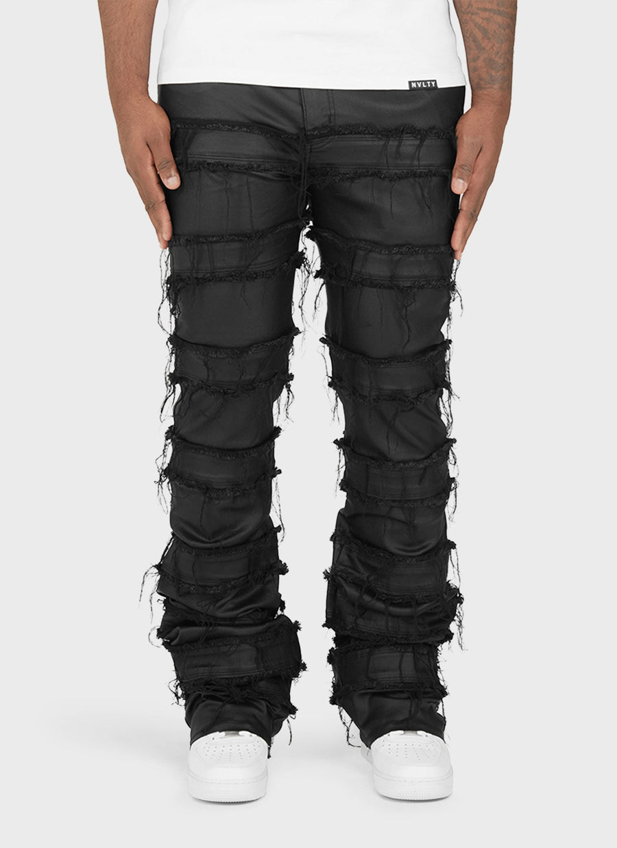 Vintage Flare Wax Thread Jeans - Black