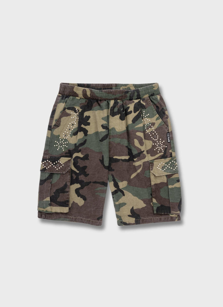 Vintage Studded Cargo Shorts - Camo