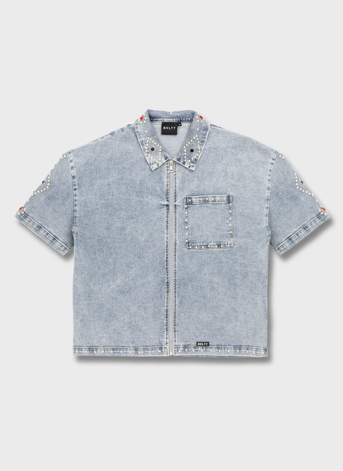 Vintage Studded Denim Shirt - Blue