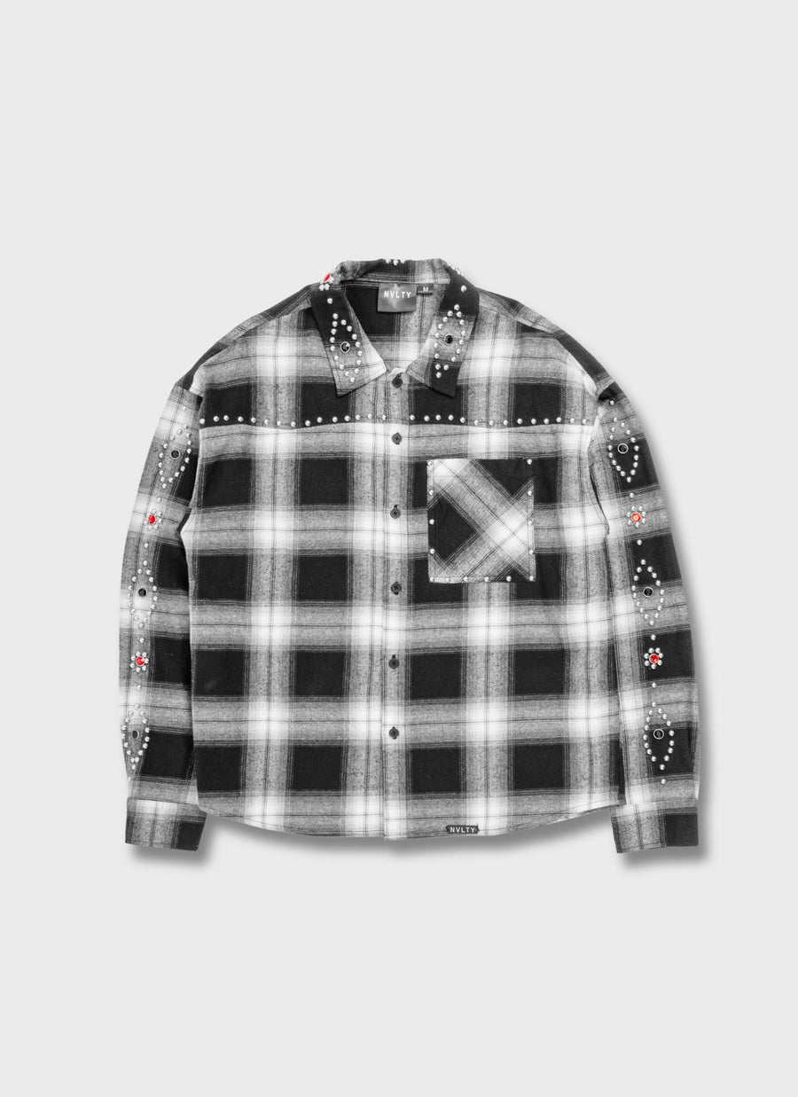 Vintage Studded Flannel - Black