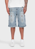 Vintage Carpenter Studded Denim Shorts - Blue
