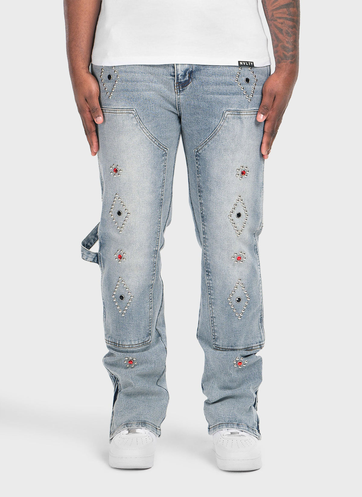 Vintage Carpenter Studded Jeans - Blue