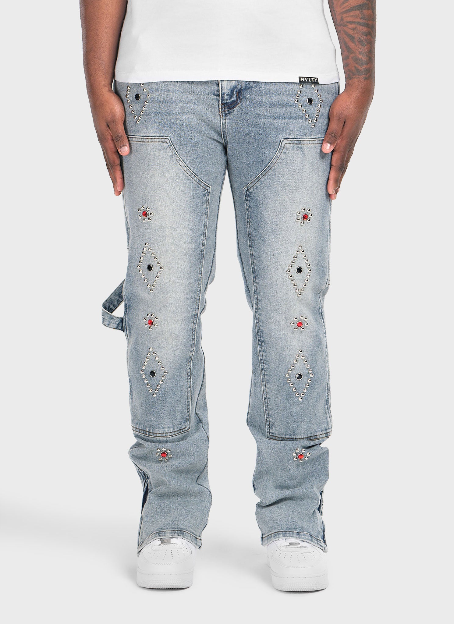Vintage Carpenter Studded Jeans - Blue