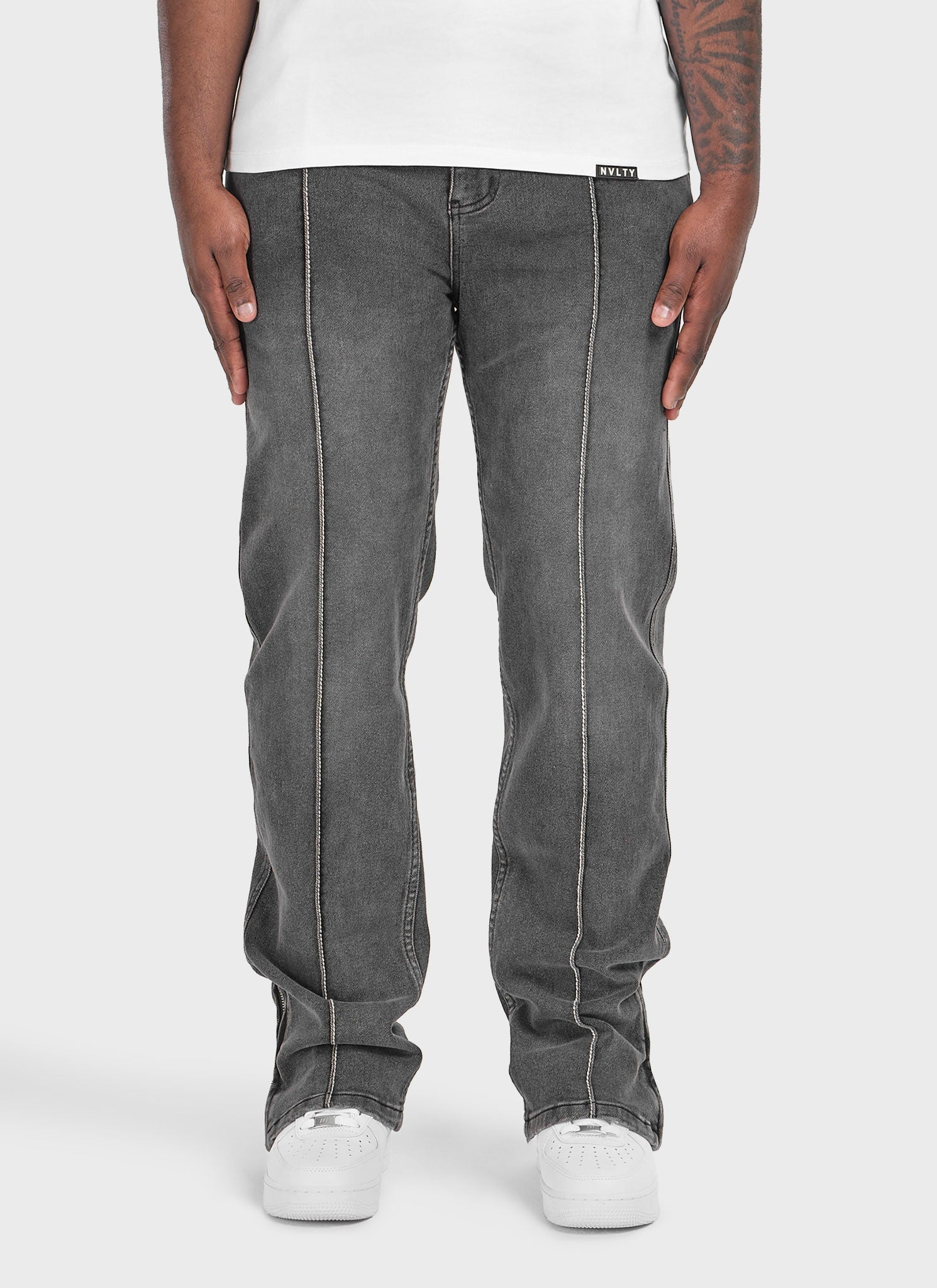 Vintage Pleat Jeans - Grey