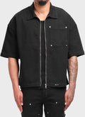 Vintage Rivet Denim Shirt - Black