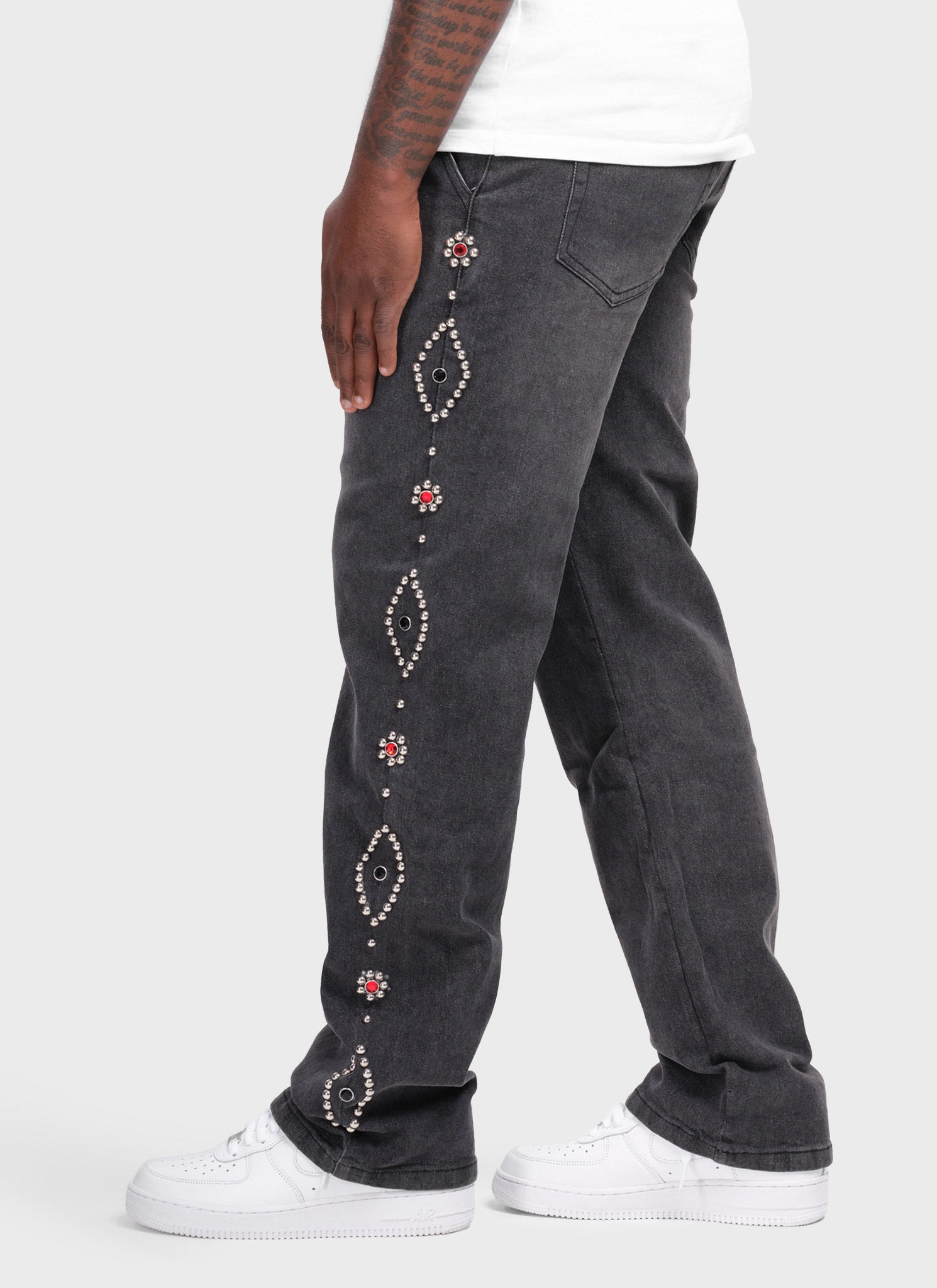 Vintage Studded Jeans - Grey