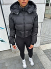 Cinched Waist Puffer Jacket - Black