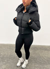 Cinched Waist Puffer Jacket - Black