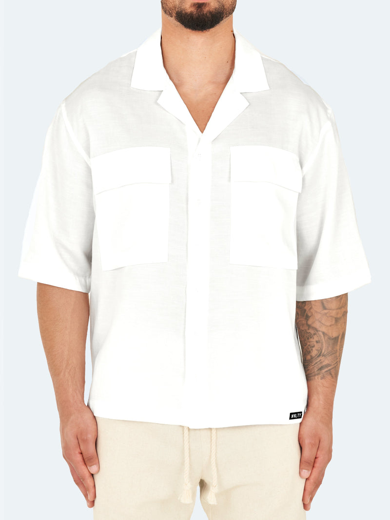 Linen Drop Shoulder Shirt - White