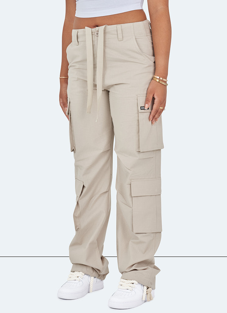 Vintage Cargohose mit weitem Bein – Stein