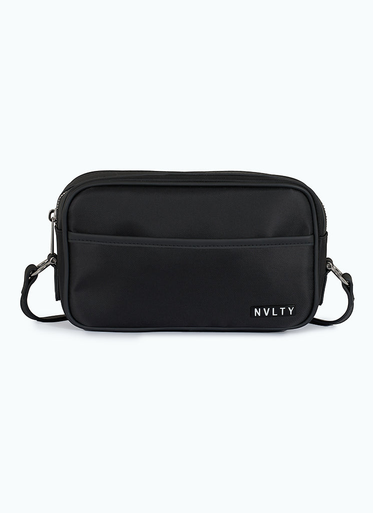 Logo Zipper Crossbody Bag - Black