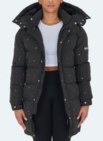 Long Paint Puffer Jacket - Black